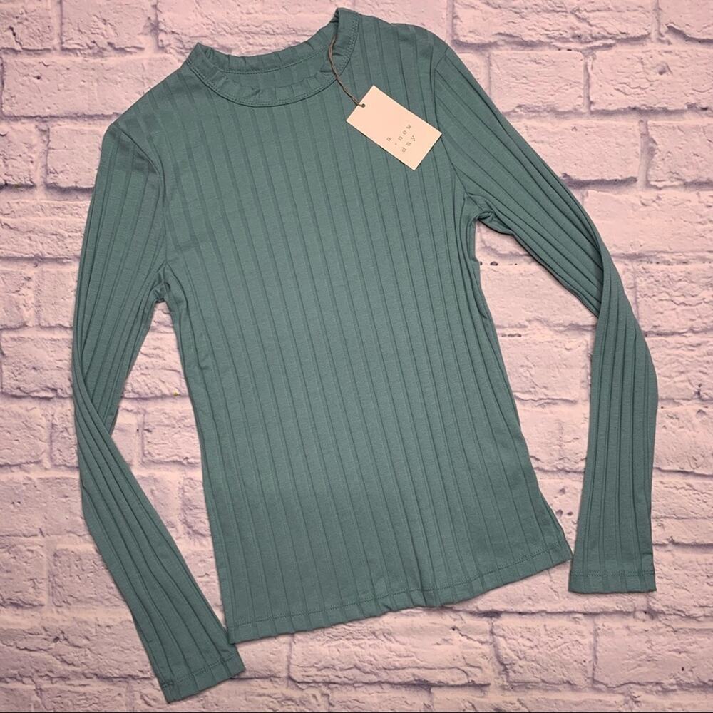 A New Day Ribbed Top in Teal